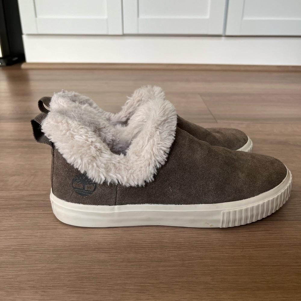 Timberland Brown Suede Faux Fur Slip-On Sneakers